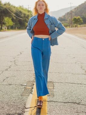 Big Bud Press Western Flare Pants Greek Blue M